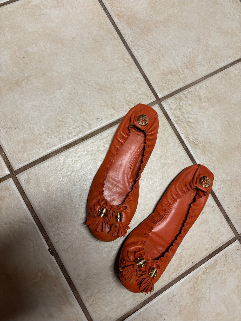 Tory Burch Reese Flat Equestrian Orange 8.5m